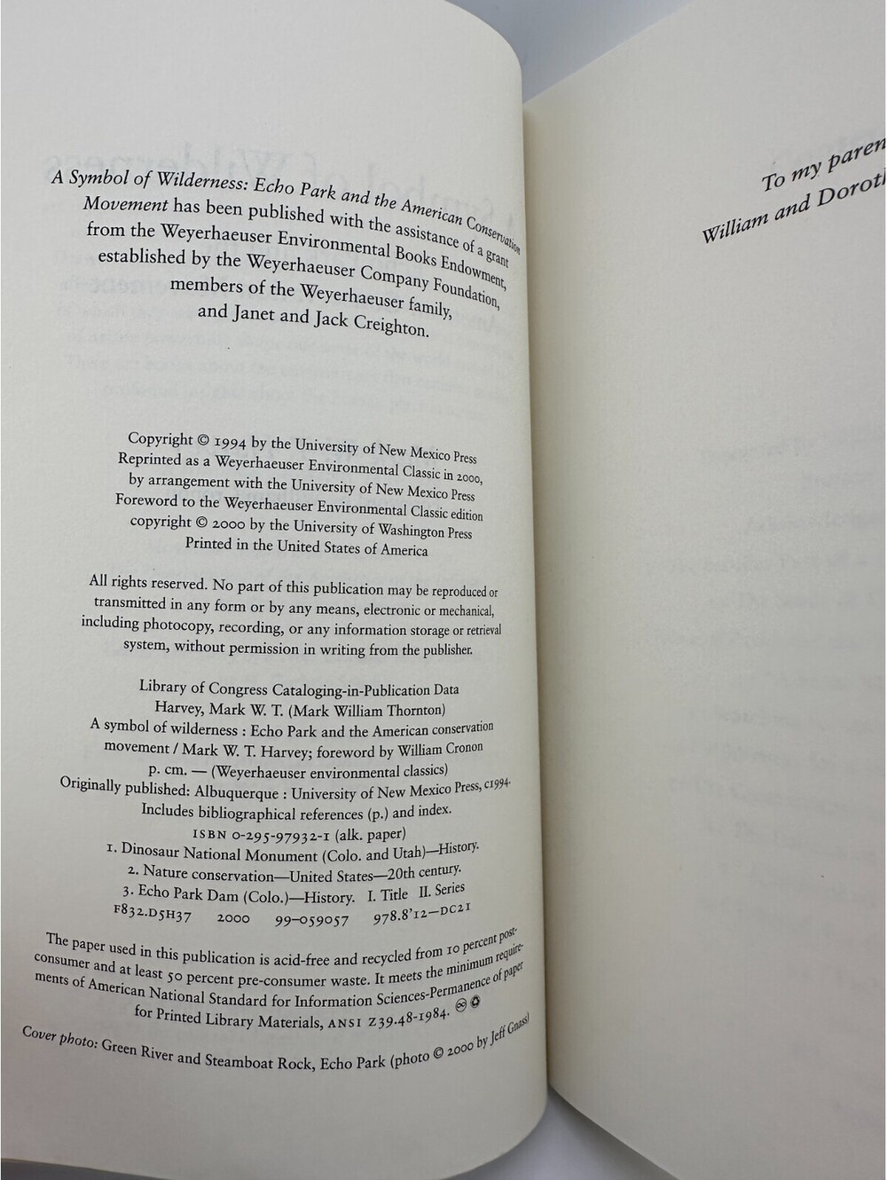 A Symbol of Wilderness Echo Park Conservation Movement Harvey PB 2000